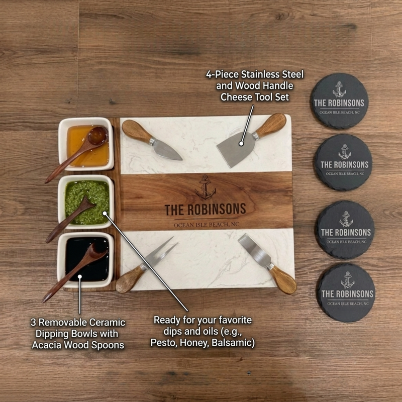 Coastal Charcuterie & Coaster Set