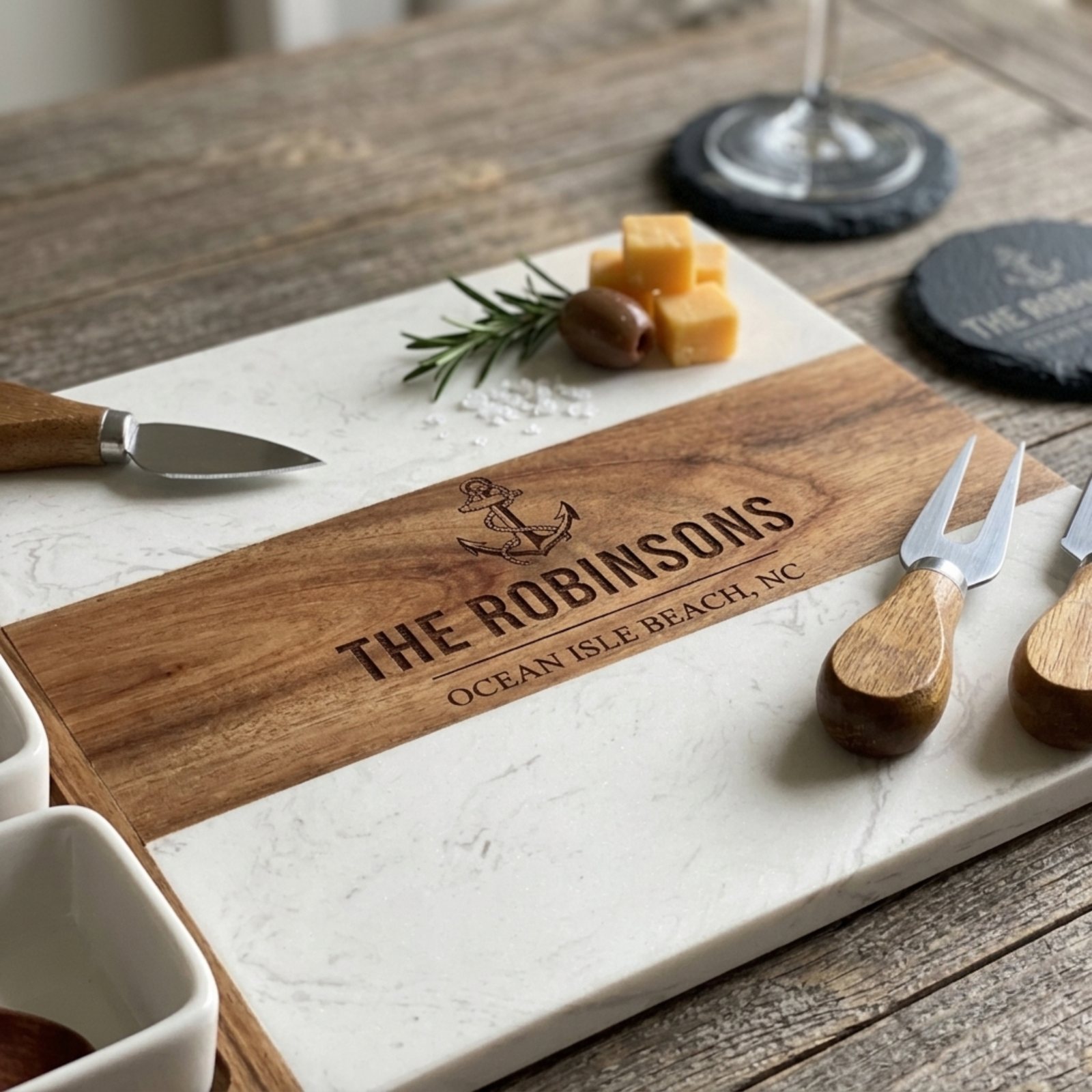 Coastal Charcuterie & Coaster Set