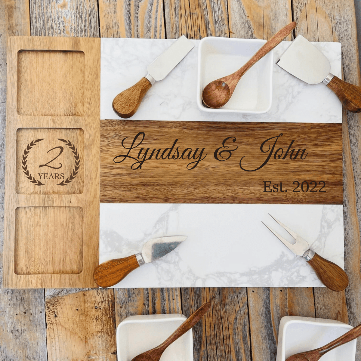 Personalized Anniversary Elegance Charcuterie Board for her, Customized Gifts for Women by Groovy Girl Gifts