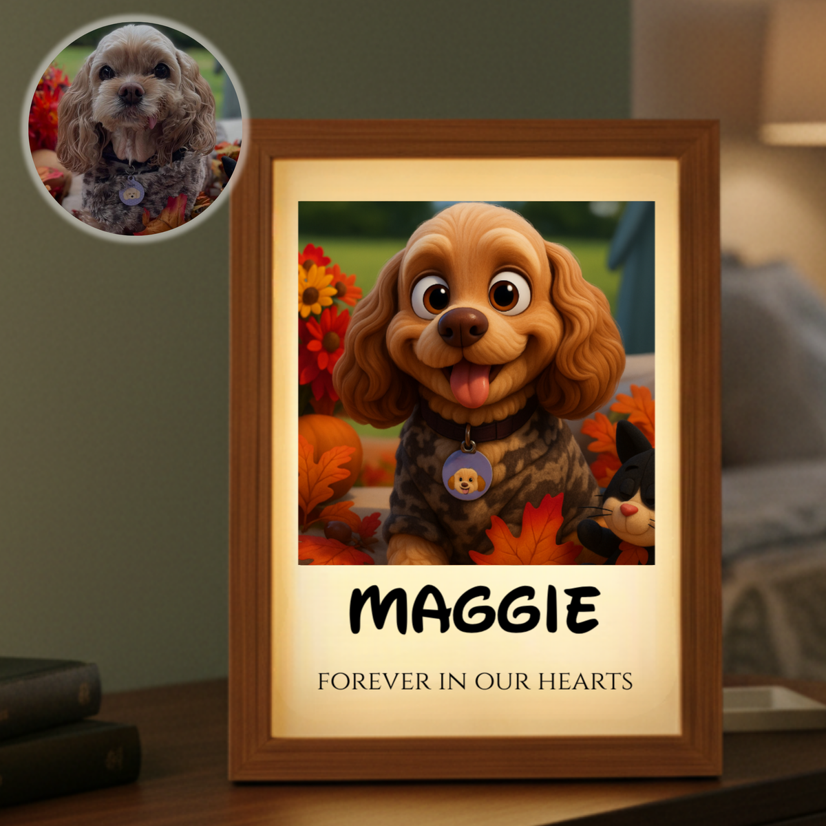 Personalized AI Cartoon Pet Portrait Light Box - Custom Dog/Cat Photo &amp; Text - Best Gift for Pet Lovers Willow and Hive