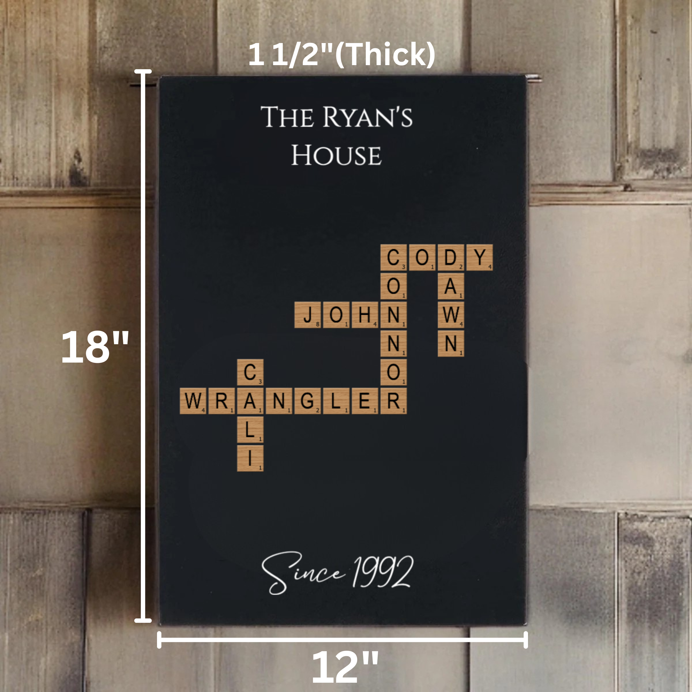 Family Threads Personalized Crossword Sign
