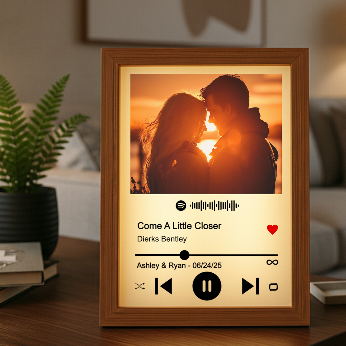 Personalized Spotify Song Frame with Light – Custom Gift for loved one Willow and Hive