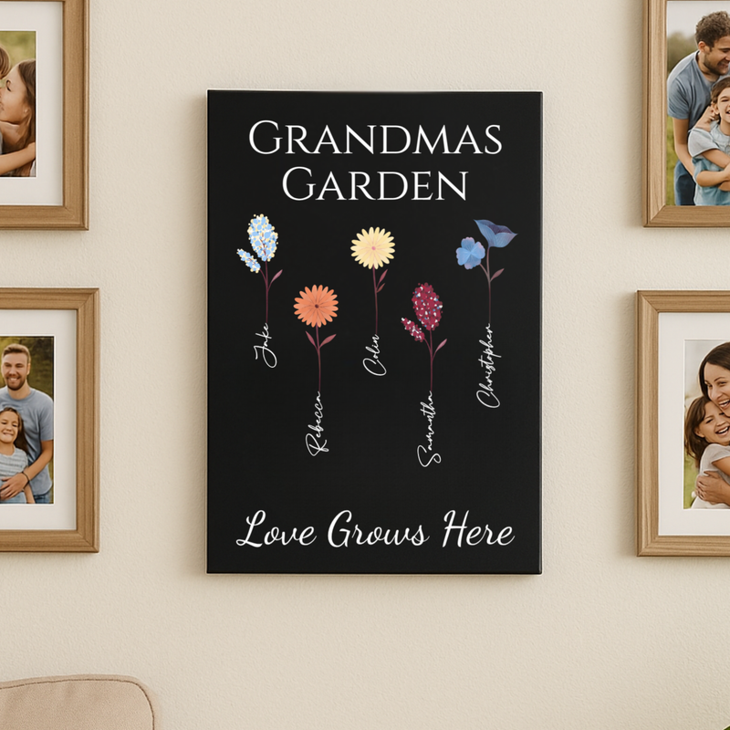 Family Garden Birth Flower Canvas