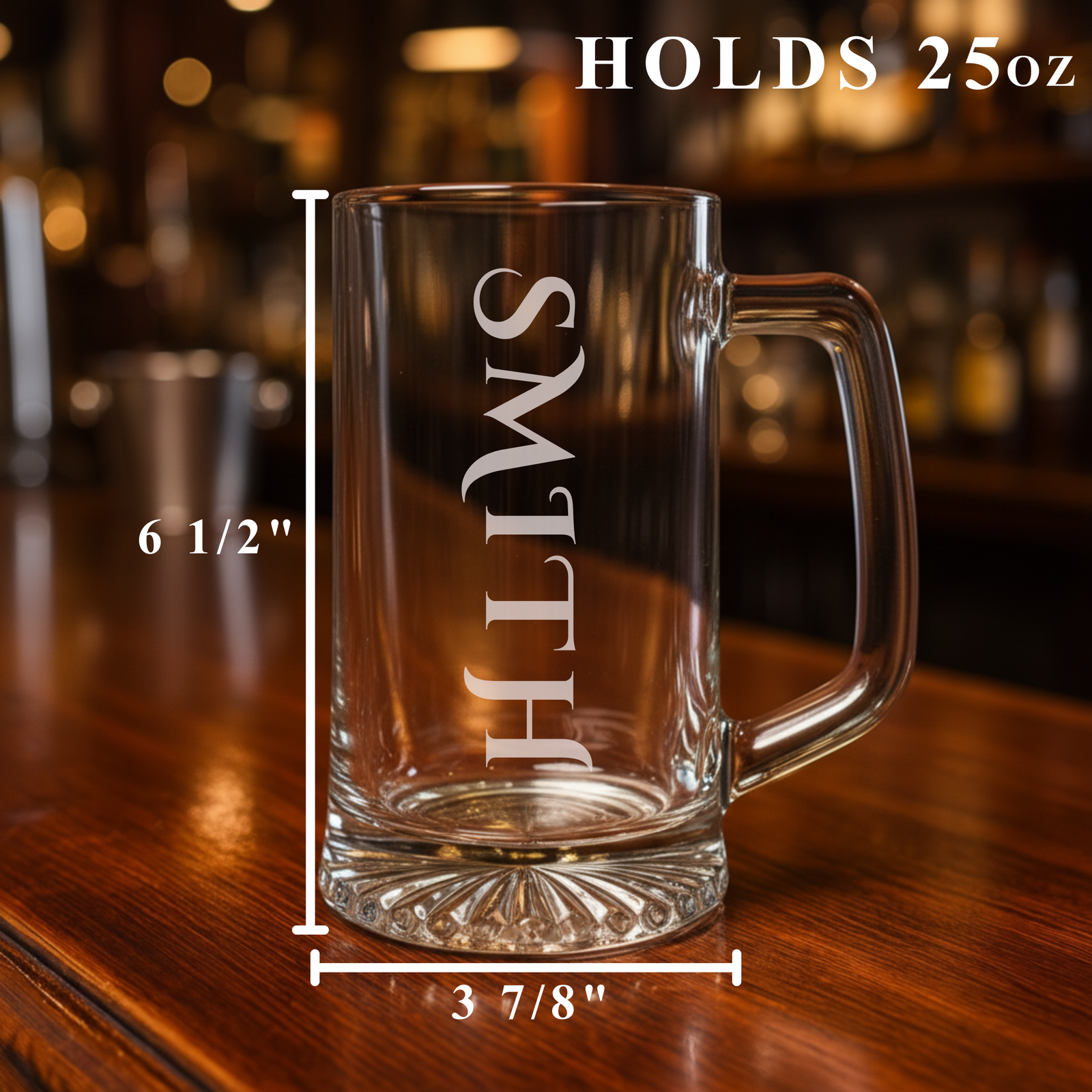 personalized beer mug with engraved name filled with craft beer willow and Hive