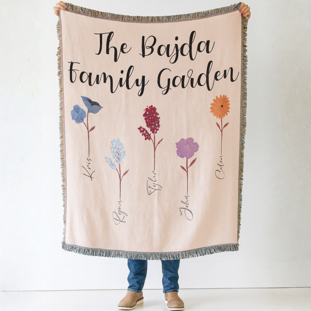 Family Garden Personalized Woven Blanket