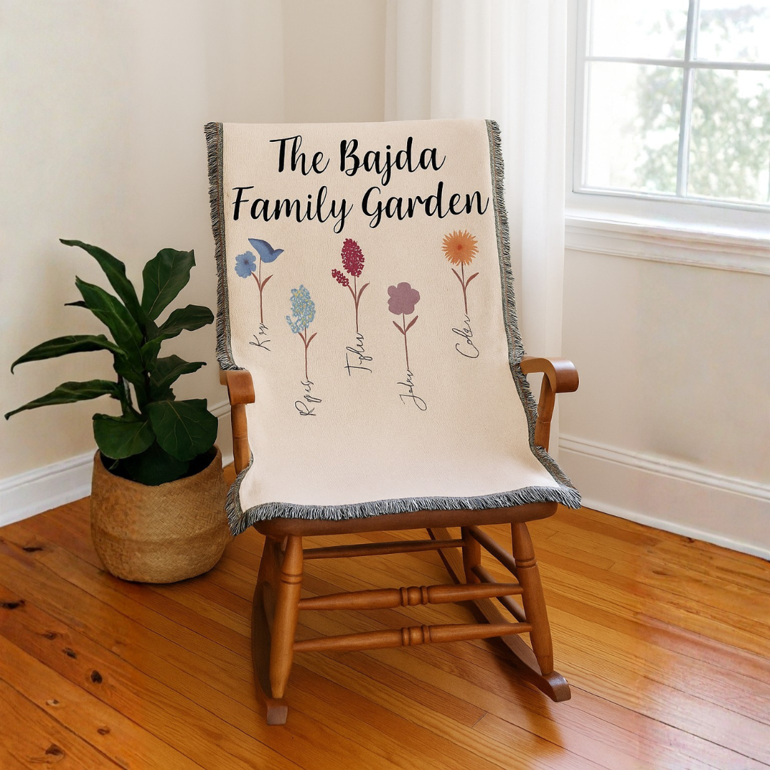 Family Garden Personalized Woven Blanket