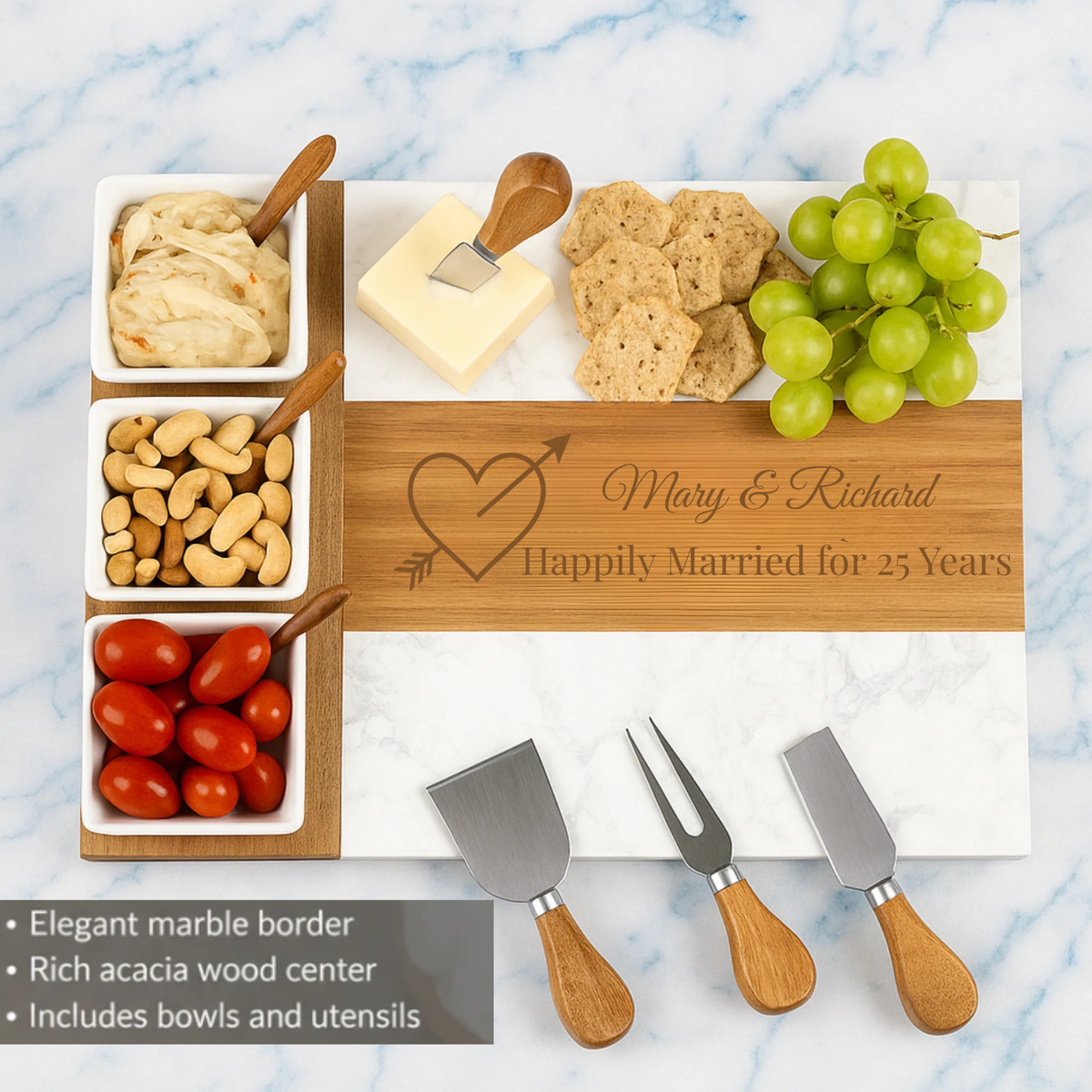 Personalized Anniversary Charcuterie Board Set