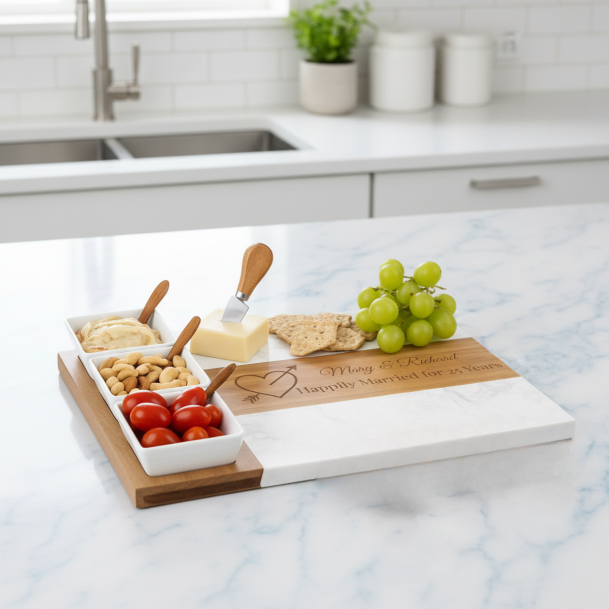 Personalized Anniversary Charcuterie Board Set