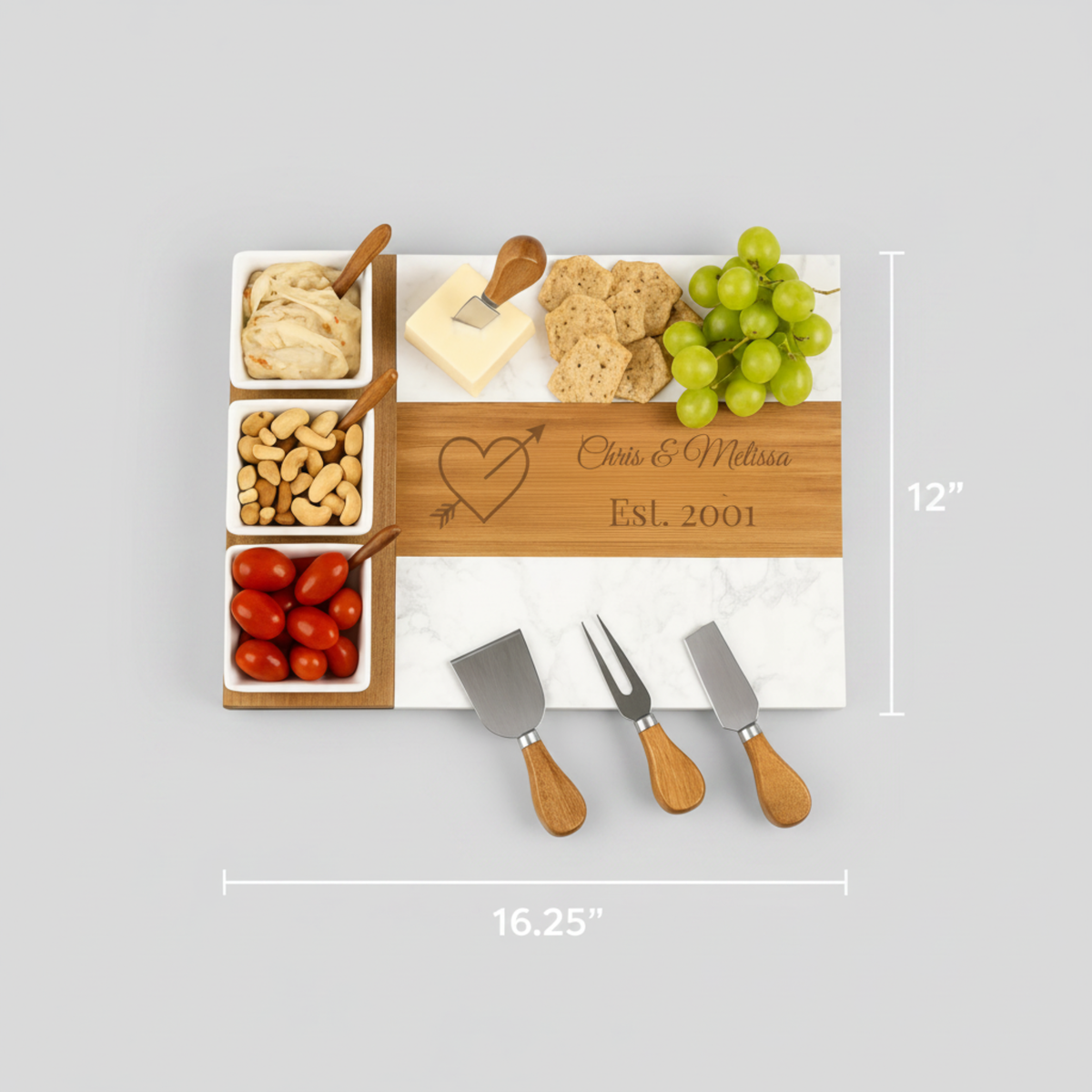Personalized Anniversary Charcuterie Board Set