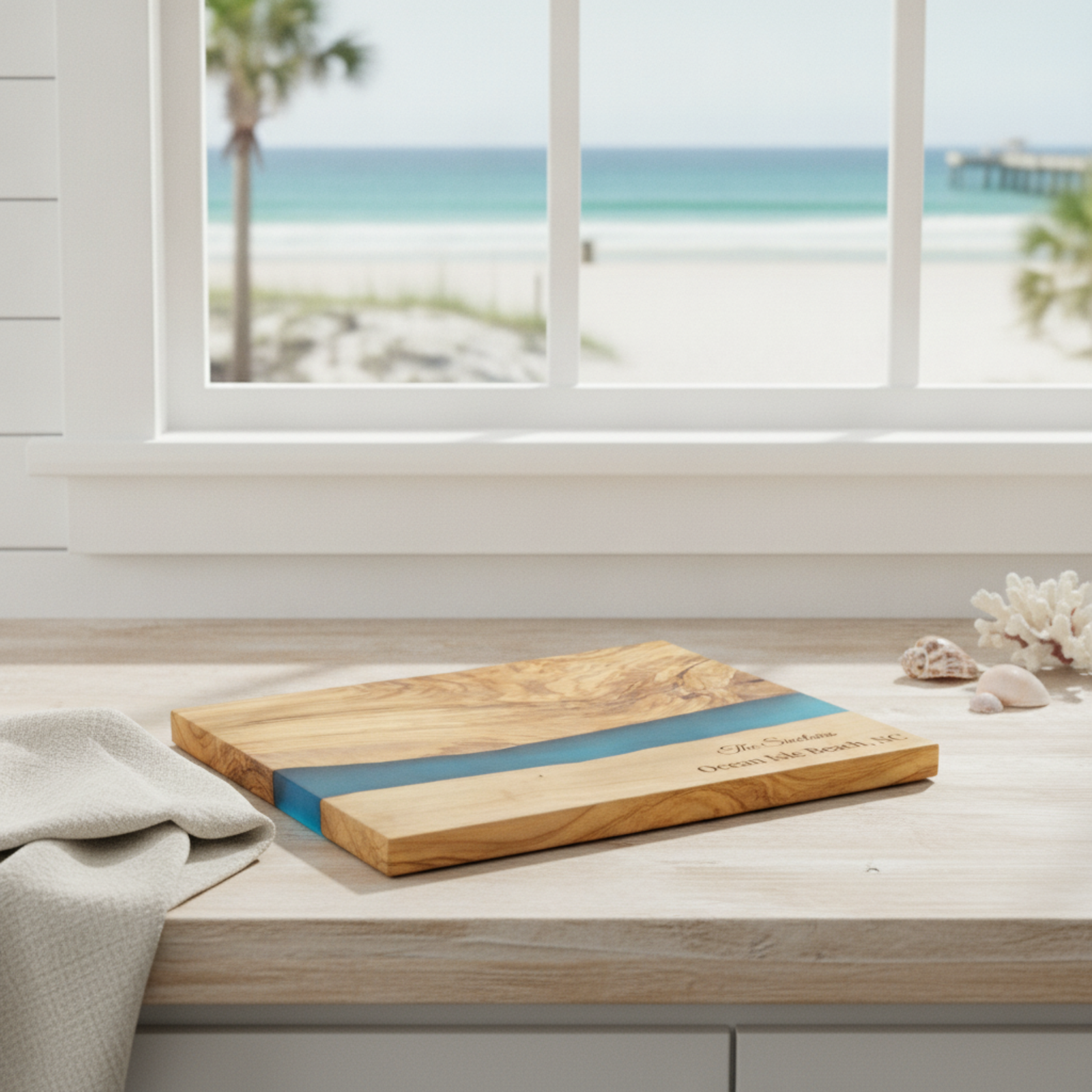Ocean Resin River Serving Board