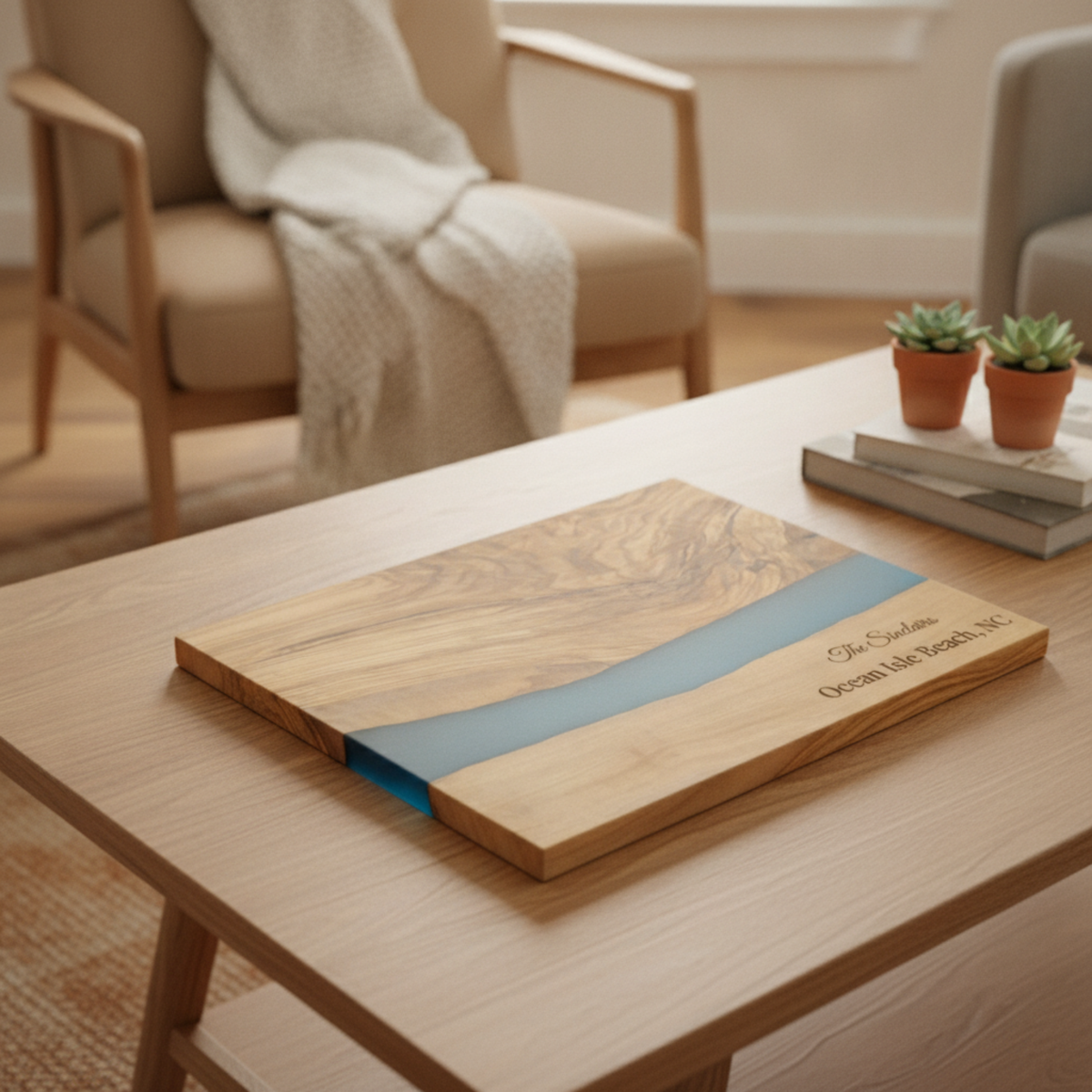 Ocean Resin River Serving Board