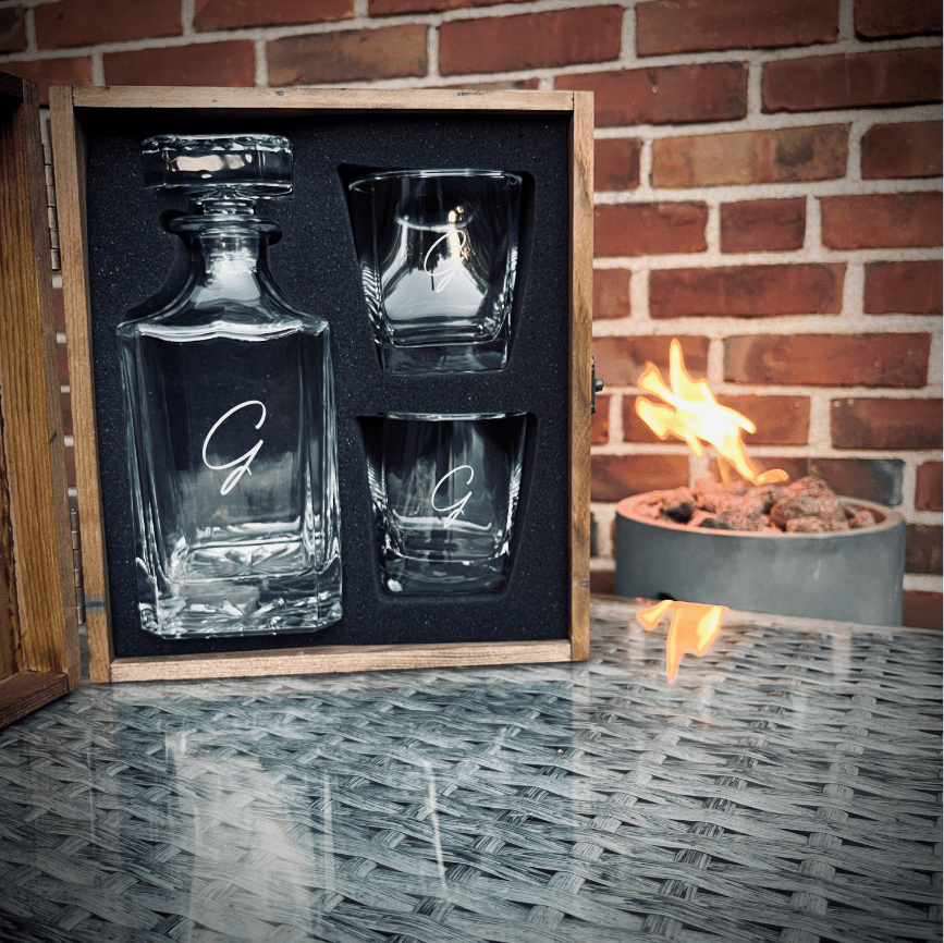Unique Personalized Personalized Decanter Set with Box Customized Gift Set Gifts for Men by Groovy Guy