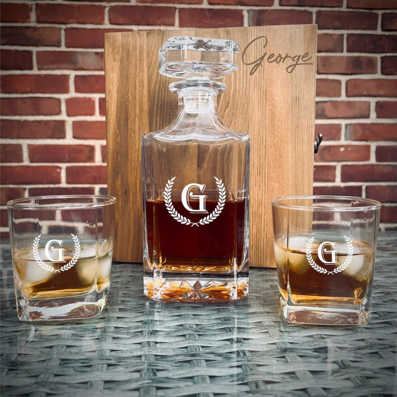 Unique Personalized Personalized Decanter Set with Box Customized Gift Set Gifts for Men by Groovy Guy