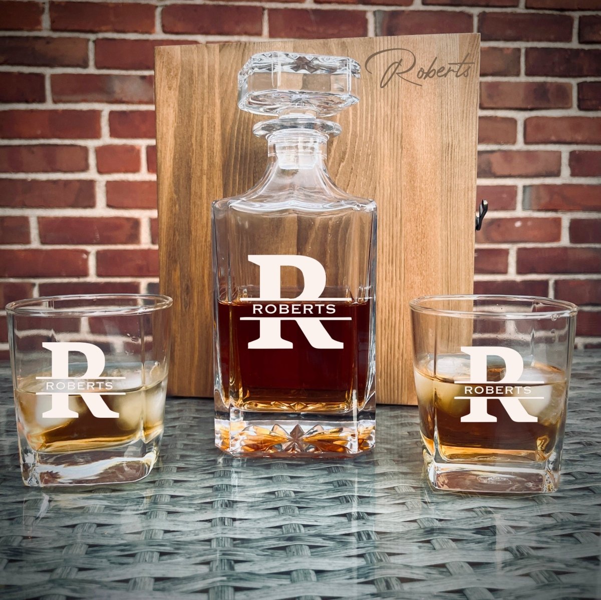 Unique Personalized Personalized Decanter Set with Box Customized Gift Set Gifts for Men by Groovy Guy