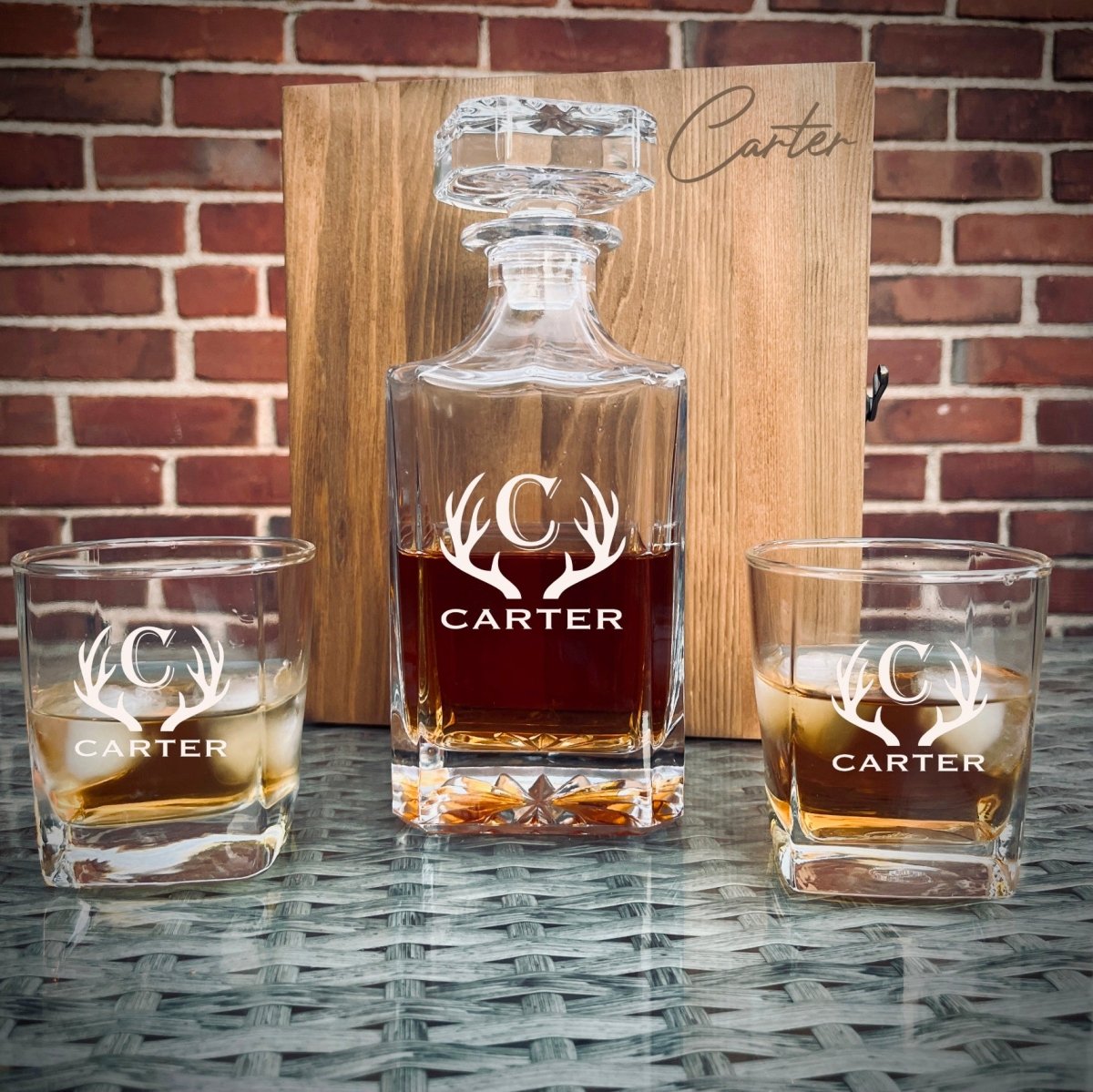 Unique Personalized Personalized Decanter Set with Box Customized Gift Set Gifts for Men by Groovy Guy
