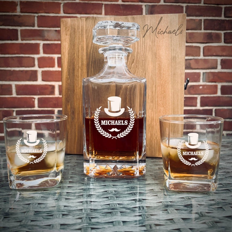 Unique Personalized Personalized Decanter Set with Box Customized Gift Set Gifts for Men by Groovy Guy