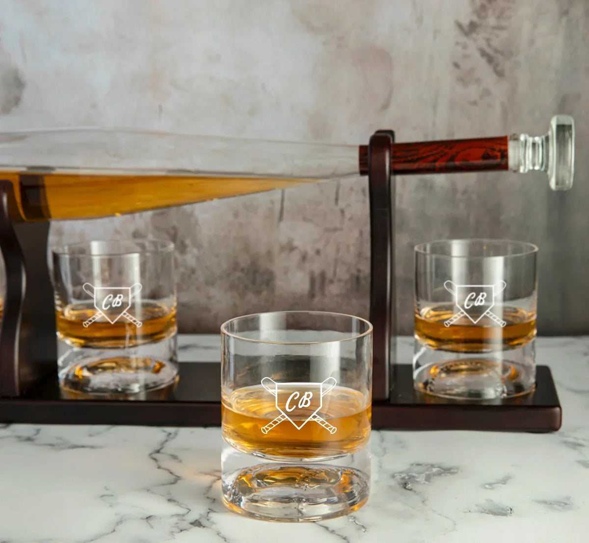 Grand Slam Custom Baseball Decanter Set