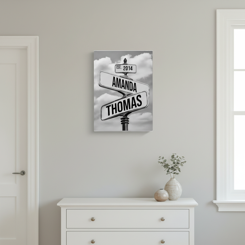 Loves Crossroads Canvas Sign