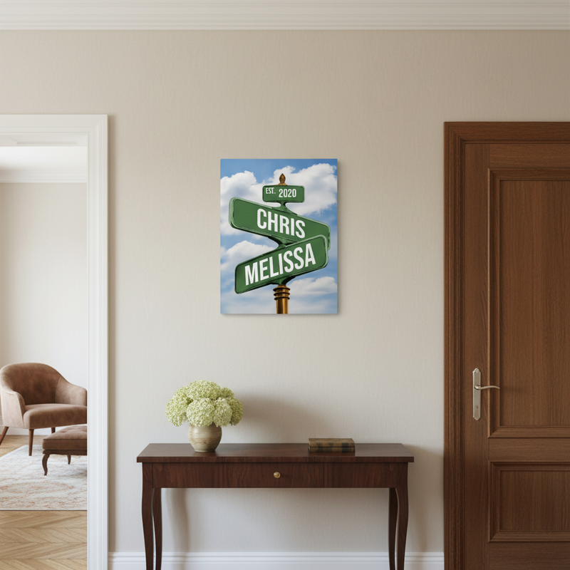 Loves Crossroads Canvas Sign