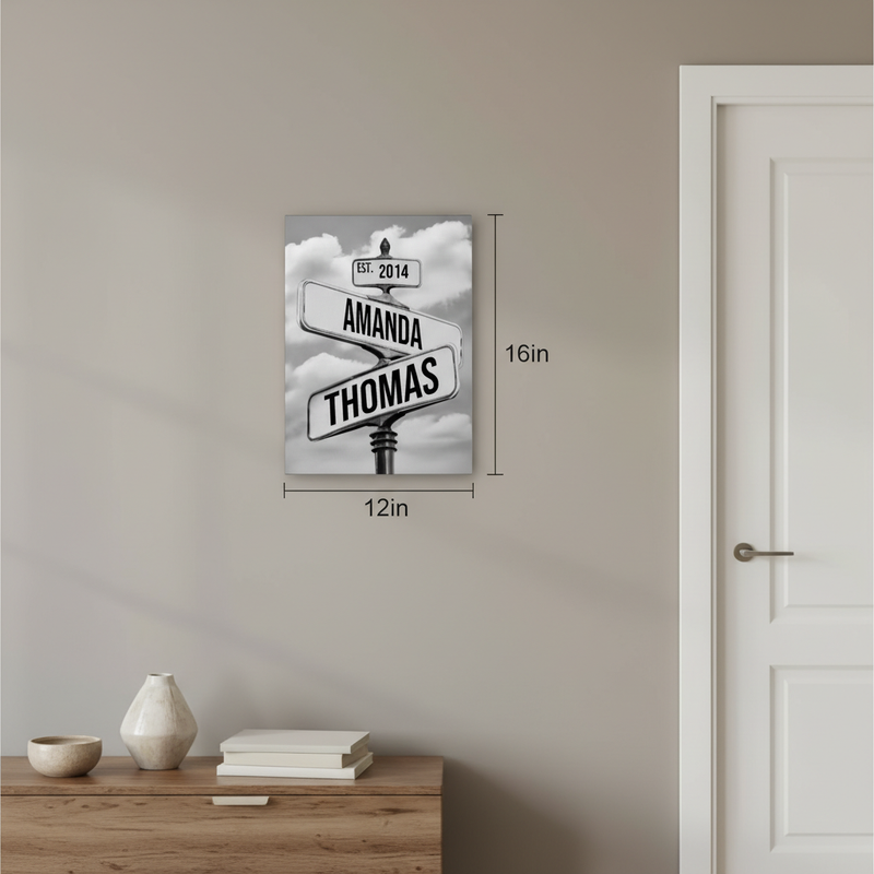 Loves Crossroads Canvas Sign