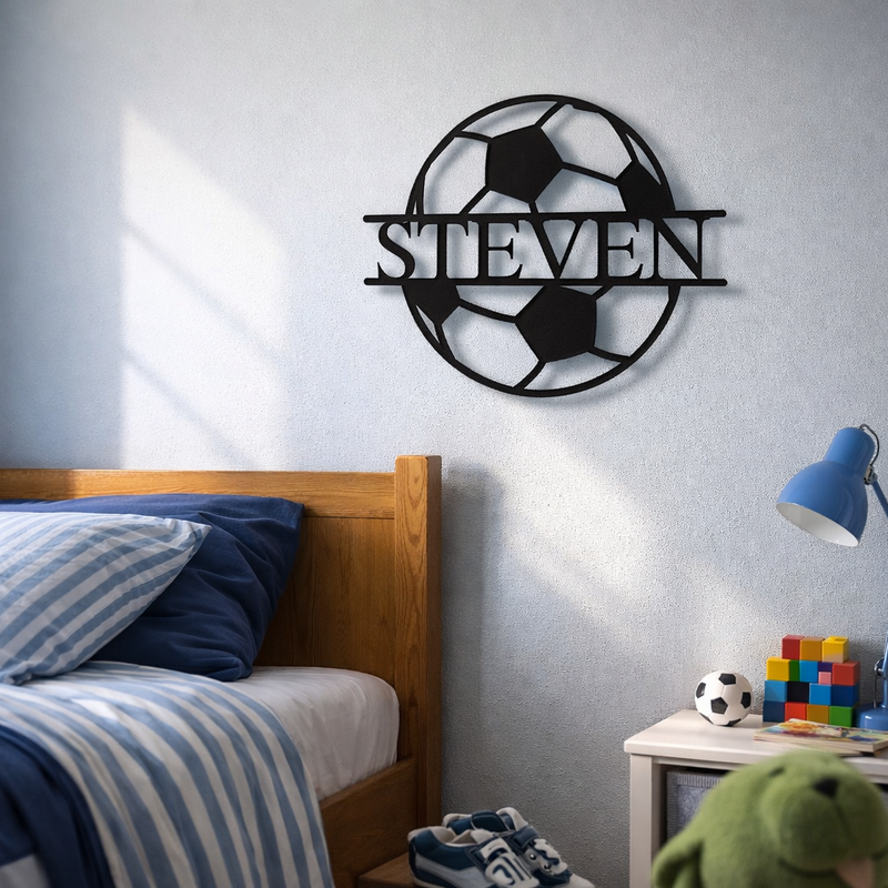 Personalized Soccer Ball Metal Sign Willow and Hive