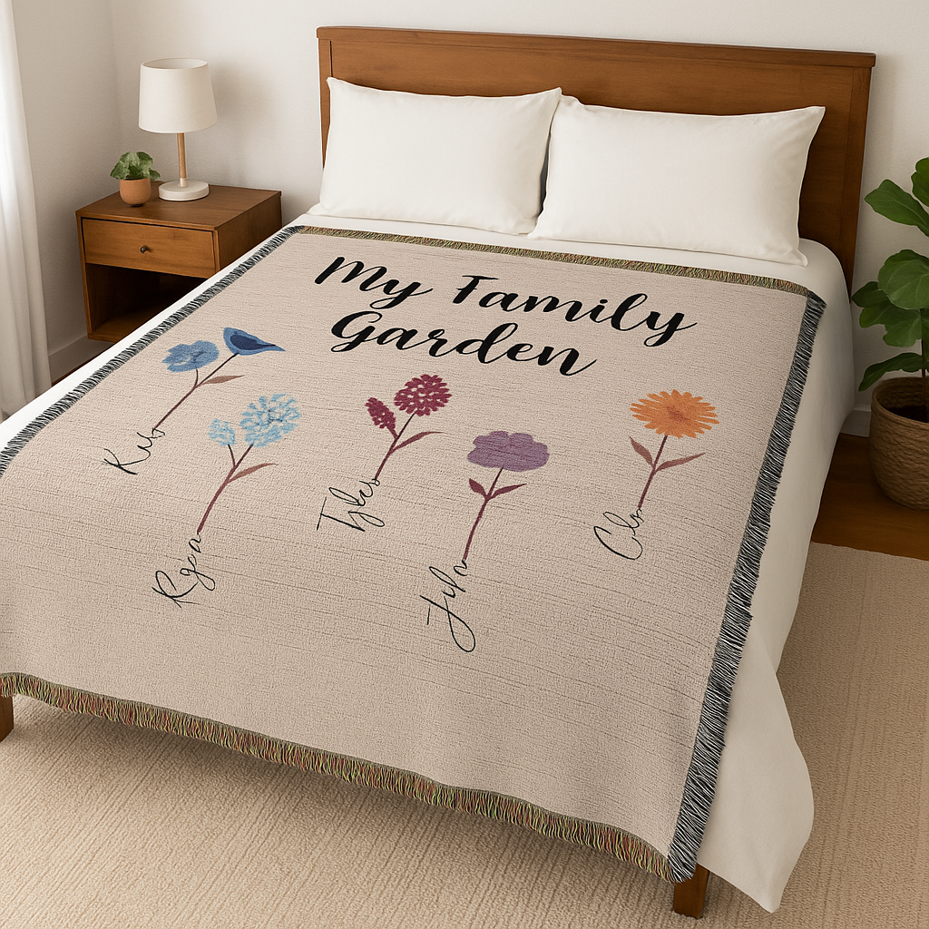 Family Garden Personalized Woven Blanket