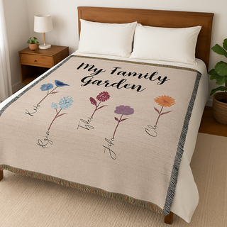 Family Garden Personalized Woven Blanket - 37" x 52"