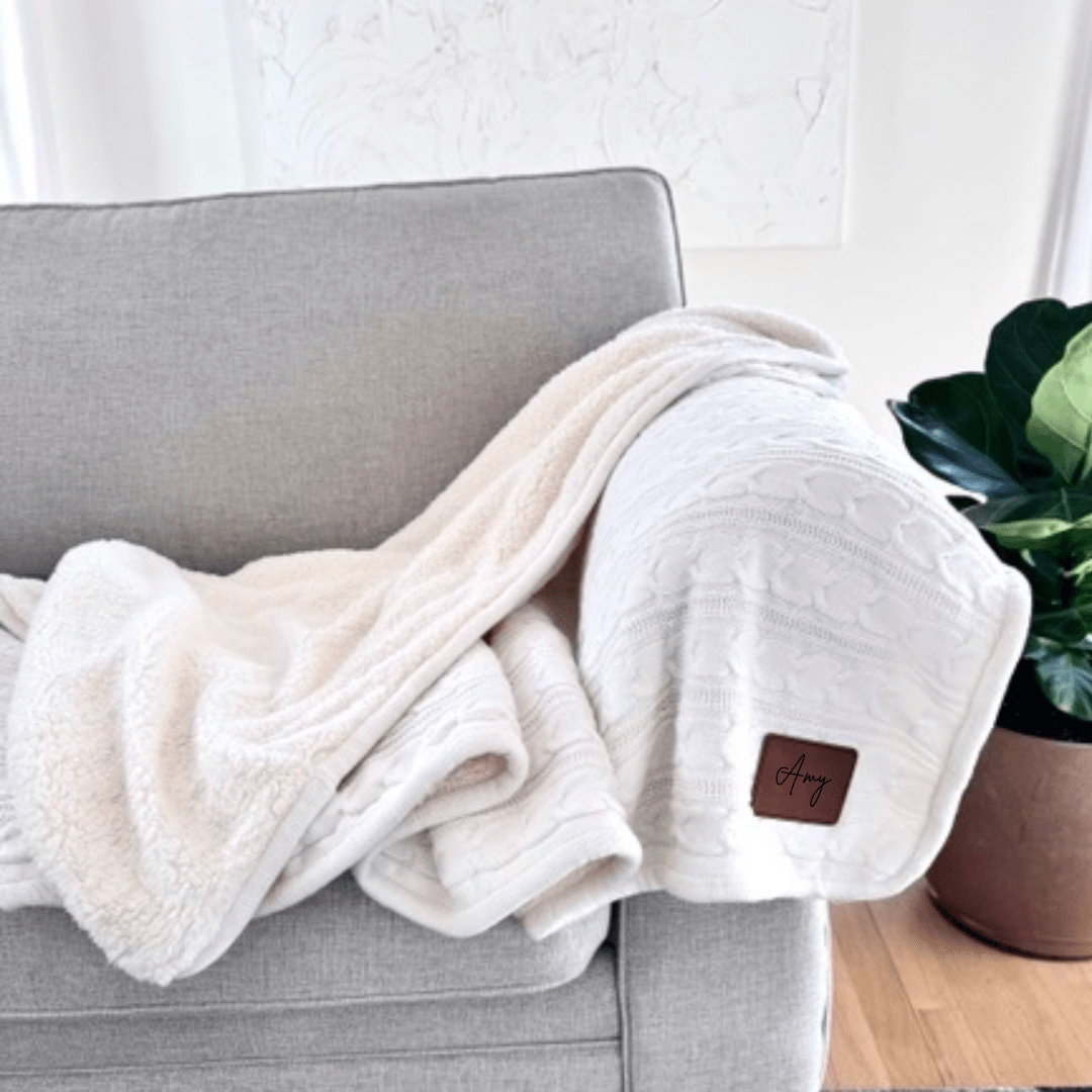 Cozy Embrace Personalized Sherpa Cable Knit Blanket
