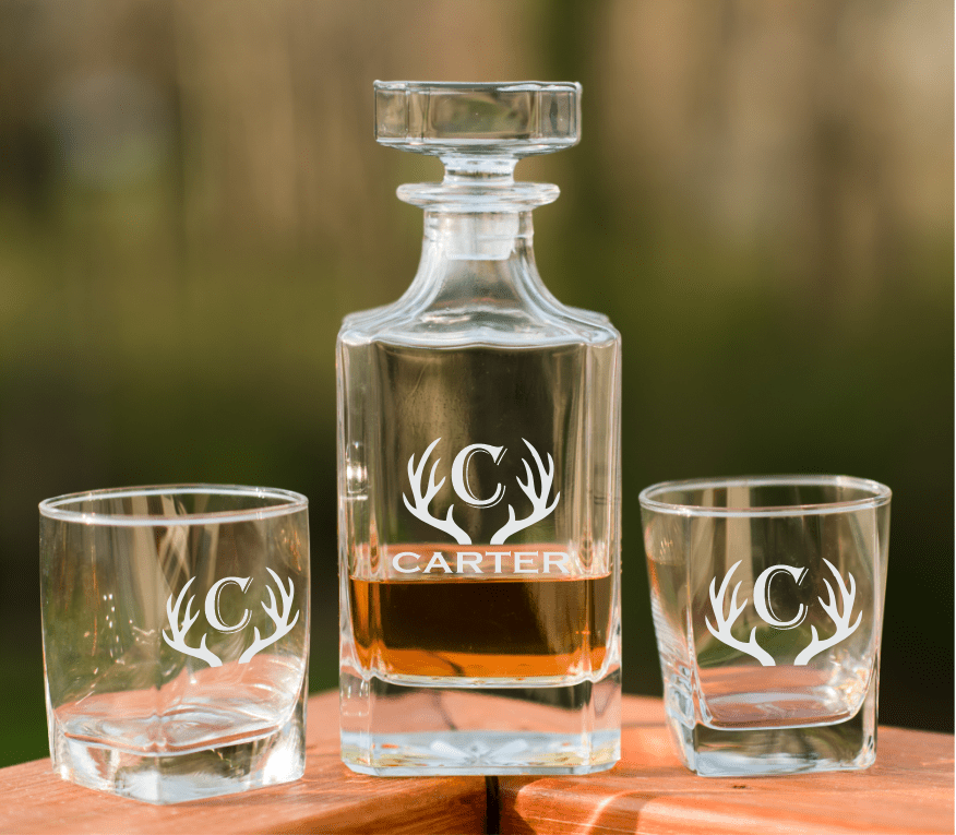 Unique Personalized Premium Personalized Whiskey Decanter Set Customized personalized decanters Gifts for Men by Groovy Guy