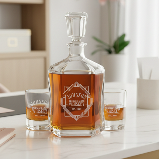 Heritage Personalized Crystal Whiskey Decanter - Willow &amp; Hive