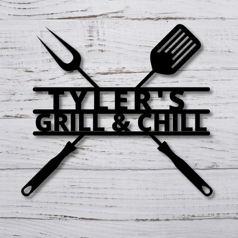 Custom Personalized Metal Grill & Chill Sign