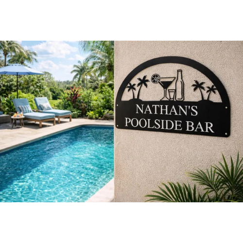 Personalized Metal Poolside Bar Sign