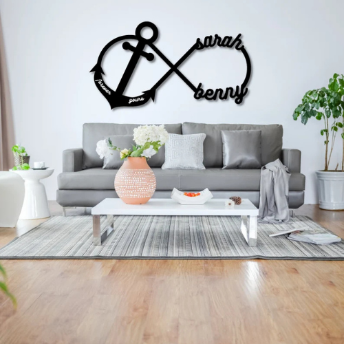 Personalized Infinity Anchor Metal Sign