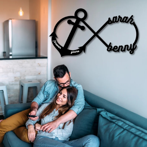 Personalized Infinity Anchor Metal Sign
