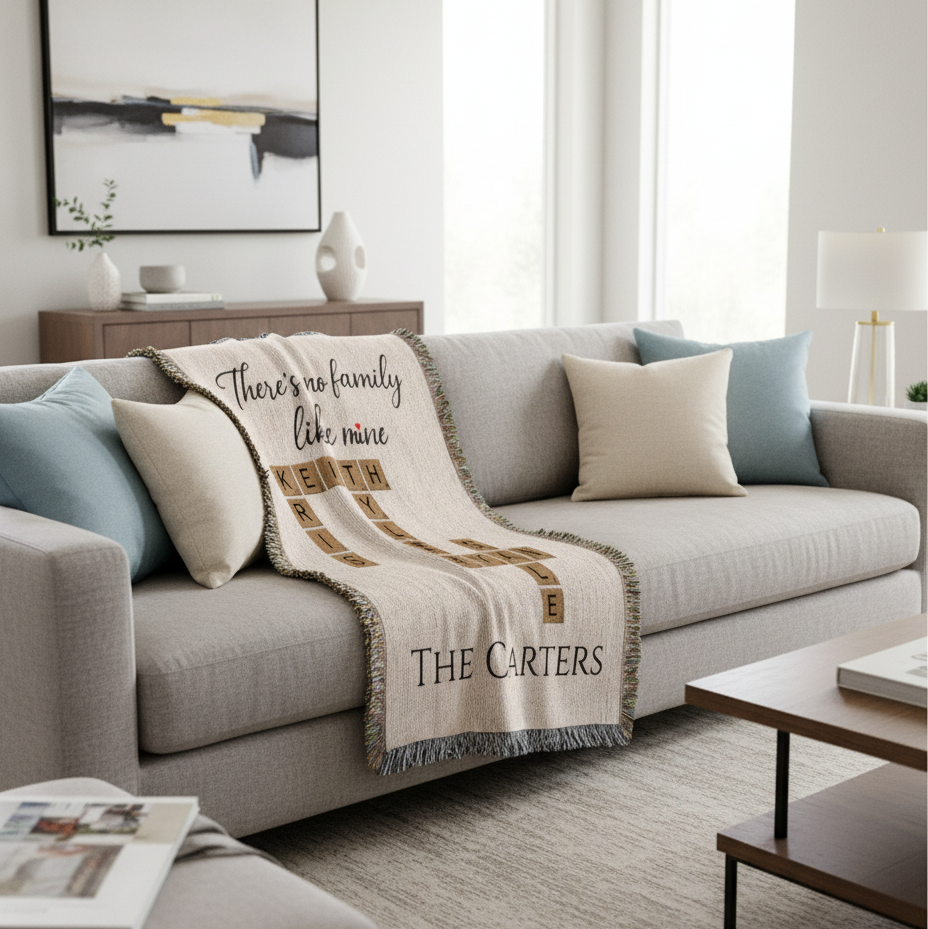 Custom Family Crossword Blanket