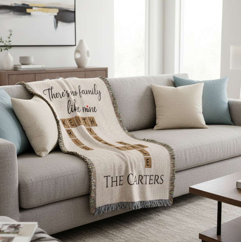 Family Crossword Woven Blanket