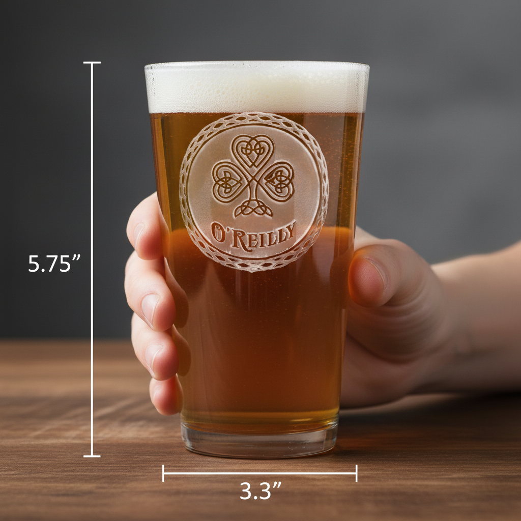 Celtic Knot personalized Irish pint glass with sand-carved Celtic knot