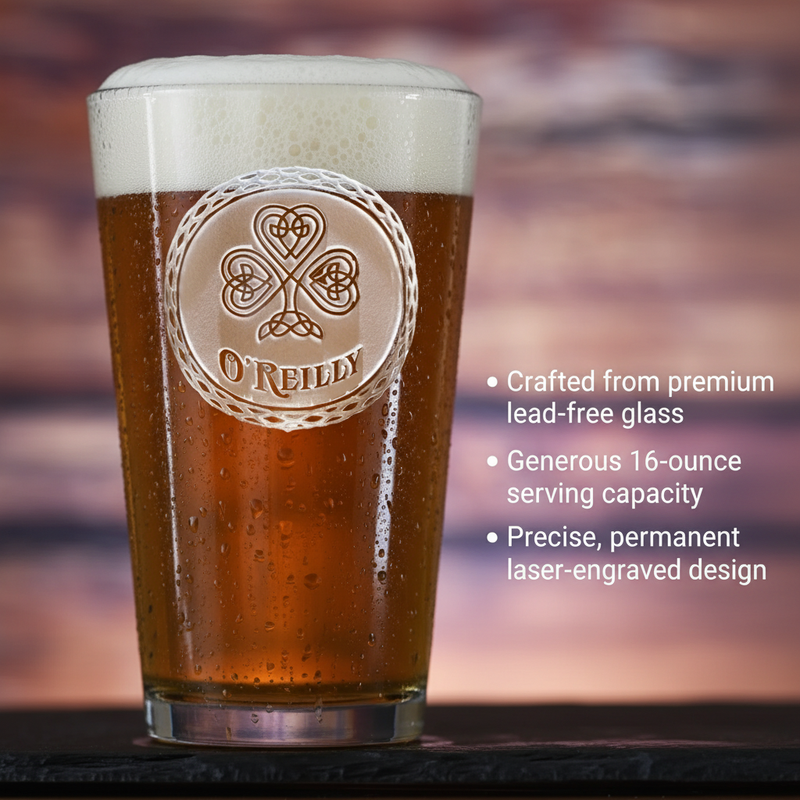 Celtic Knot personalized Irish pint glass with sand-carved Celtic knot