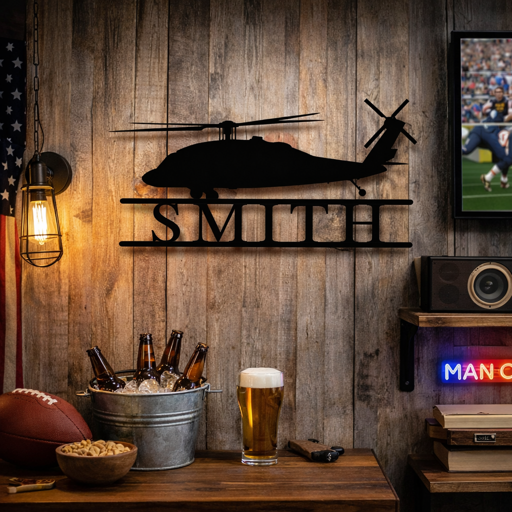 Military Helicopter Personalized Sign