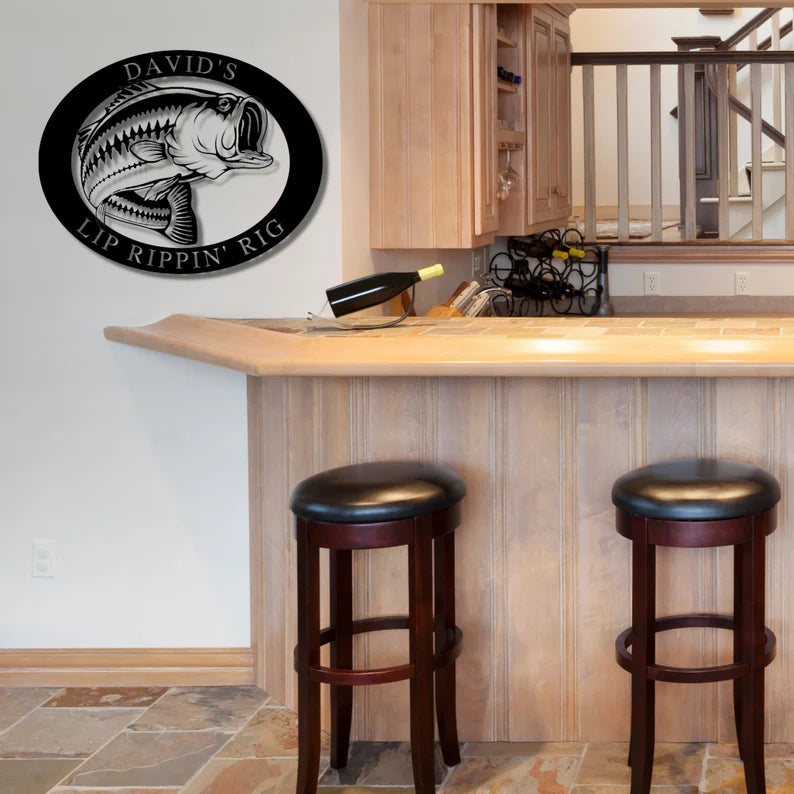 Personalized Bass Fishing Metal Sign