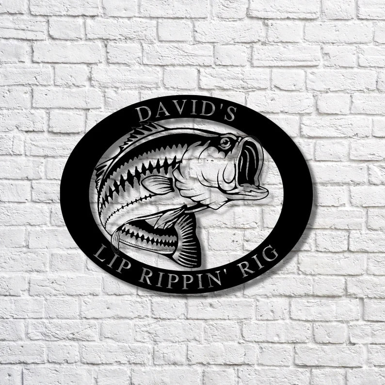 Personalized Bass Fishing Metal Sign