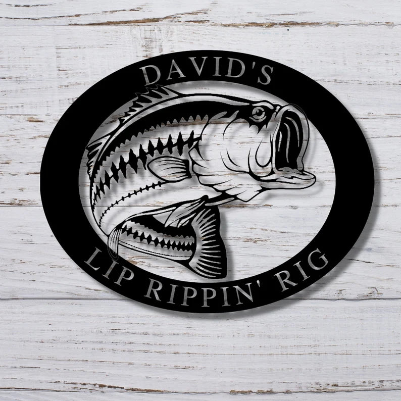 Personalized Bass Fishing Sign - Willow &amp; Hive