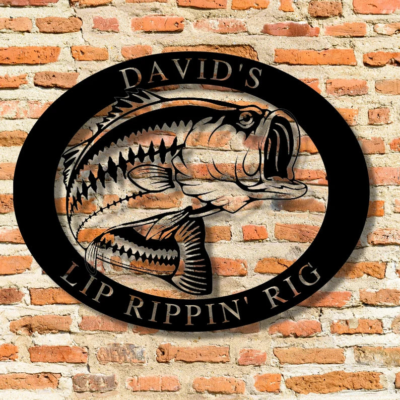 Personalized Bass Fishing Metal Sign