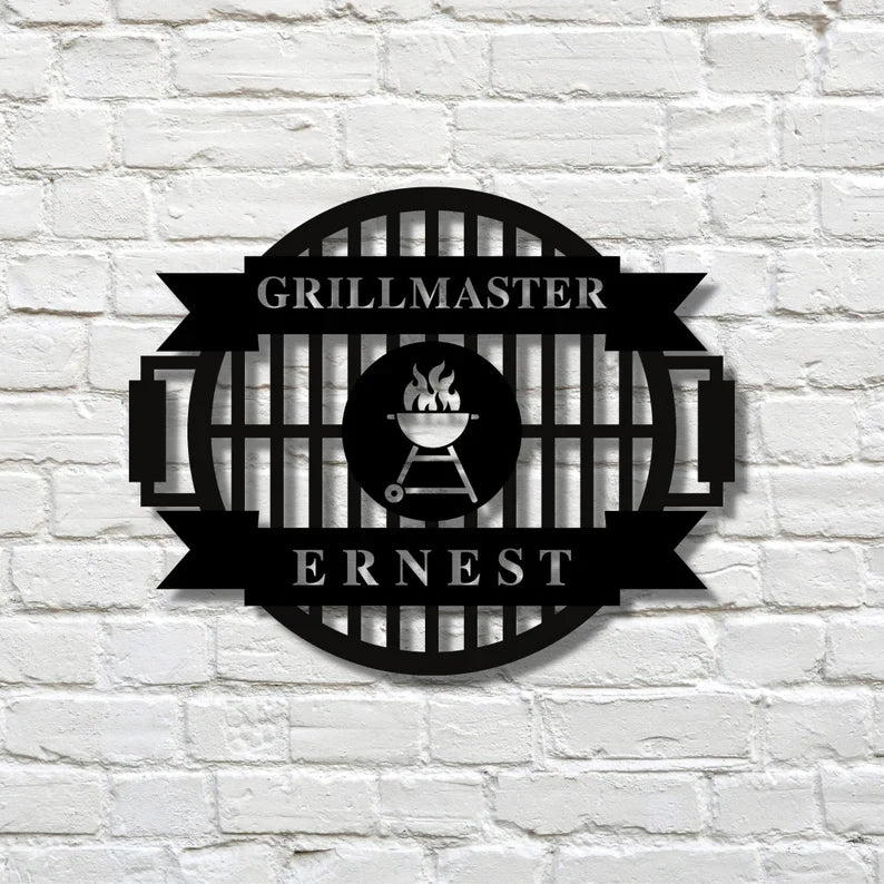 Unique Personalized Grill Master Personalized Sign Customized Pub Signs Gifts for Men by Groovy Guy