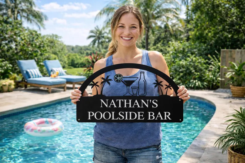 Personalized Metal Poolside Bar Sign