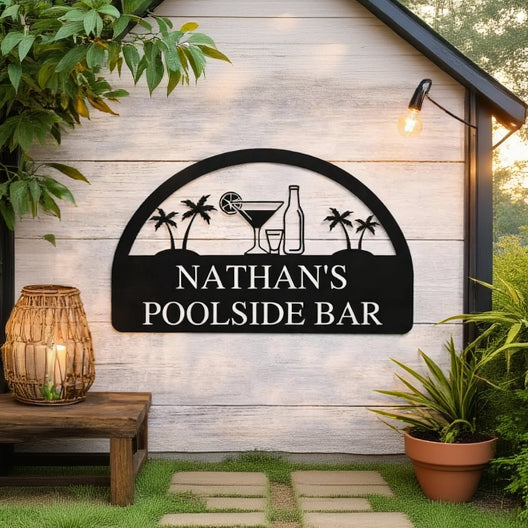 Personalized Metal Poolside Bar Sign
