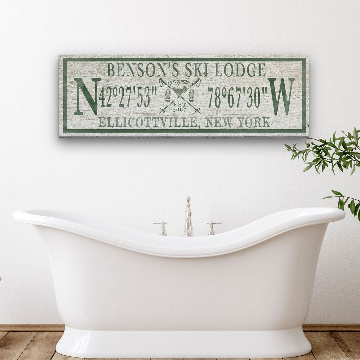 Personalized Canvas Ski Lodge Sign