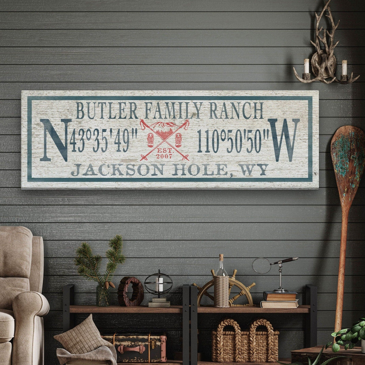 Personalized Canvas Ski Lodge Sign