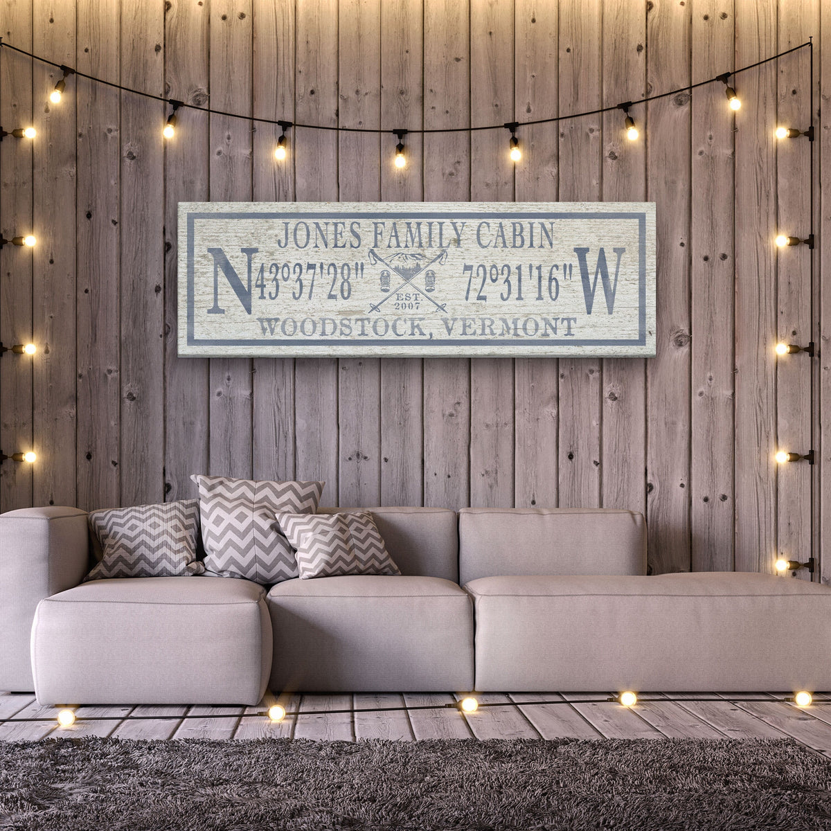 Personalized Canvas Ski Lodge Sign