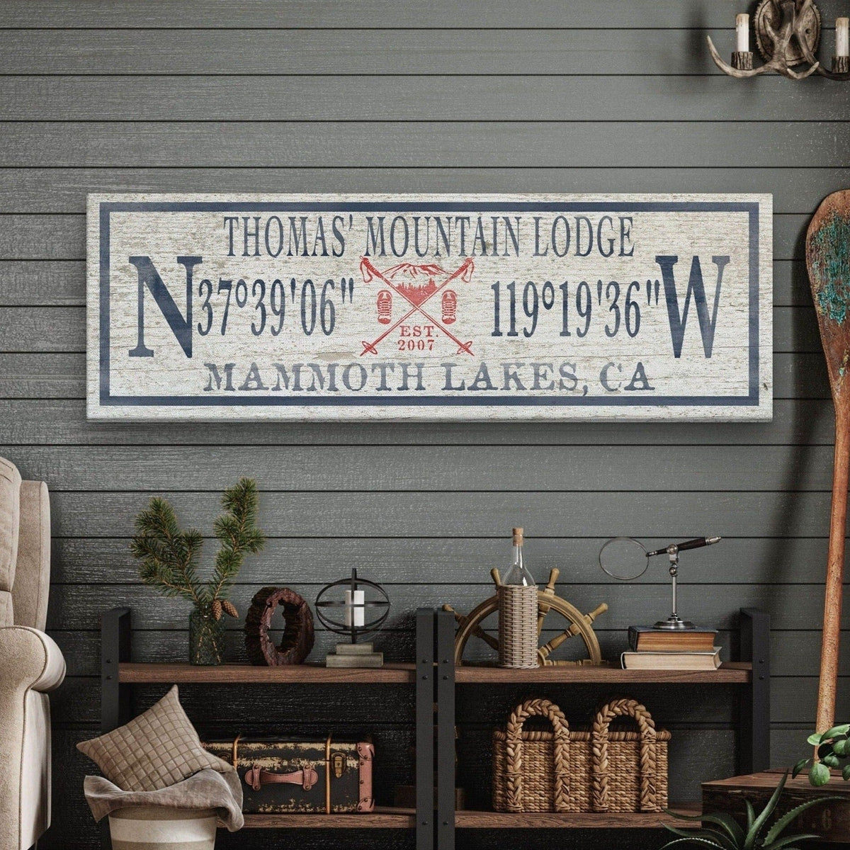 Personalized Canvas Ski Lodge Sign